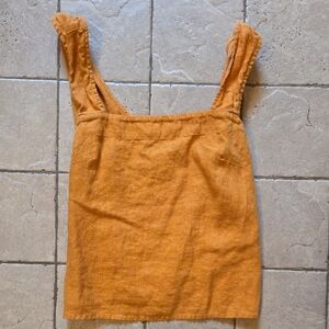Madewell Linen Criss Cross Back Tank In Ochre Fresco